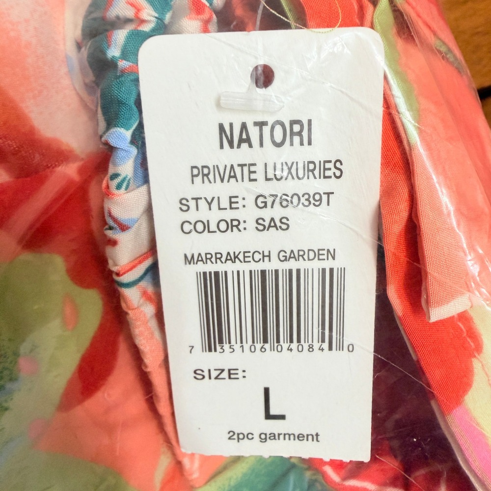 Natori Floral Pajama Pants Marrakech Garden Orange Women's Large Wide Leg - Picture 7 of 12